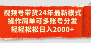 2024视频号带货新玩法:多账号分发日赚2000+,小白也能轻松上手-小伟资源网