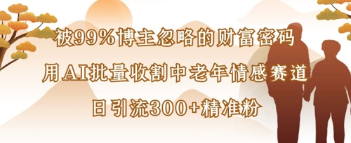 中老年情感赛道暴利玩法：AI批量引流日涨300粉，99%人不知道-小伟资源网