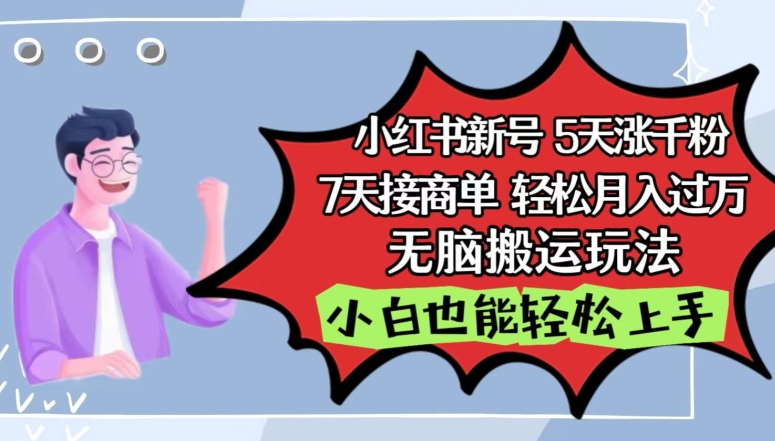 \”5天涨千粉！小红书影视搬运7天接商单，轻松月入过万【揭秘】\”-小伟资源网