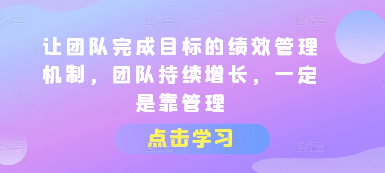 高效绩效管理：驱动团队目标达成与持续增长的核心策略-小伟资源网