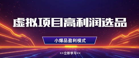 \”虚拟项目暴利选品攻略：单店月入1W+，多店复制利润翻倍\”-小伟资源网