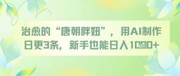 AI日更3条轻松变现：新手靠\”唐朝胖妞\”治愈视频日入千元-小伟资源网