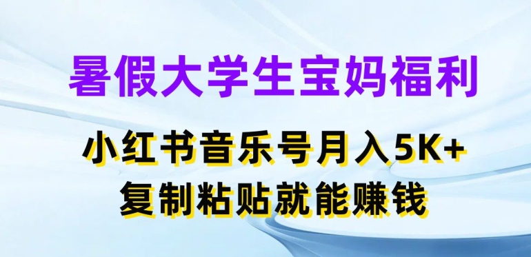 \”宝妈大学生速看！小红书音乐号月赚5000+，复制粘贴轻松上手【攻略】\”-小伟资源网