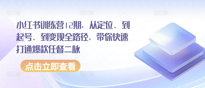 \”12期小红书训练营：定位起号变现全攻略，速成爆款秘籍\”-小伟资源网