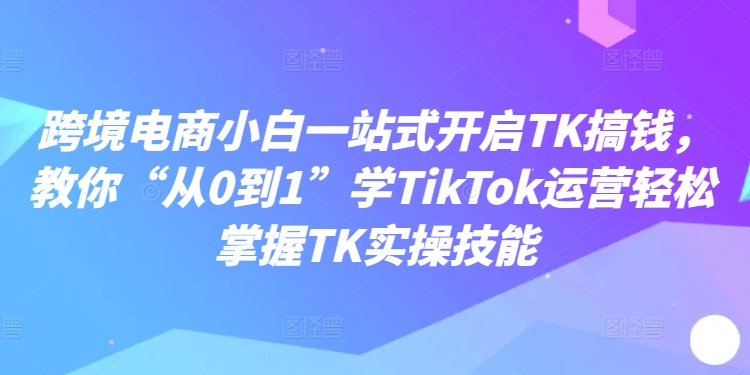 \”TK运营从0到1：新手轻松掌握TikTok跨境电商实操技巧\”-小伟资源网