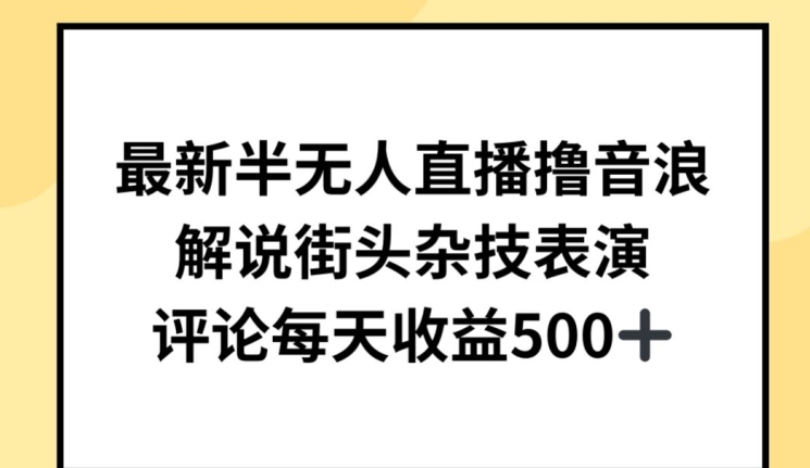 \”揭秘半无人直播撸音浪：街头杂技日赚500+新玩法\”-小伟资源网
