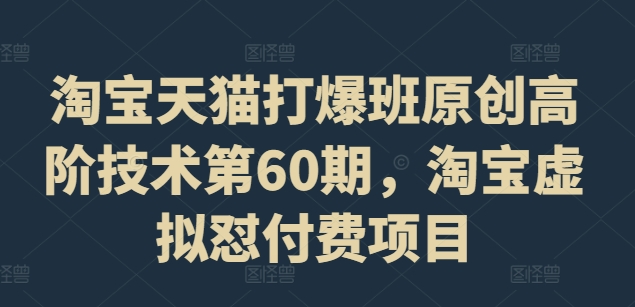 淘宝天猫爆款技术60期：虚拟付费项目高阶玩法-小伟资源网