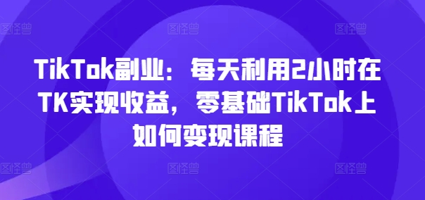 \”零基础TikTok变现课：每天2小时轻松赚取副业收入\”-小伟资源网