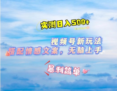 \”微信视频号新玩法：表情包+情感文案，2分钟原创日赚几百！\”-小伟资源网