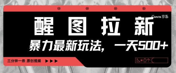 手机3分钟速成视频，醒图拉新日赚500+，新手轻松上手暴利玩法-小伟资源网