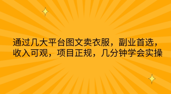 \”揭秘：多平台图文卖衣副业，正规高收入，5分钟速成！\”-小伟资源网