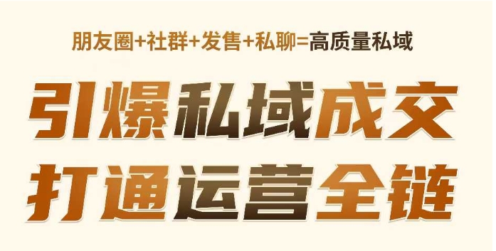 私聊高转化秘籍：引爆私域流量，打造全链成交闭环-小伟资源网