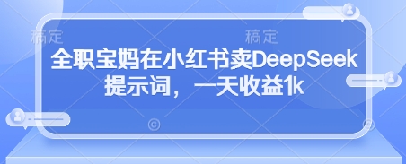 \”全职宝妈靠小红书卖AI提示词日赚千元：DeepSeek变现新思路\”-小伟资源网