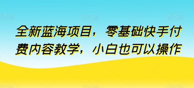 \”零基础快手付费内容变现全攻略，新手轻松入局蓝海市场\”-小伟资源网