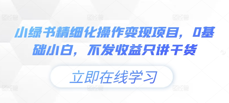 \”0基础小白必看！小绿书精细化运营变现全干货指南\”-小伟资源网