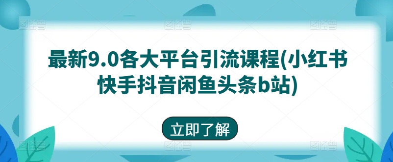 \”9.0全平台引流实战课：小红书/抖音/快手/B站/闲鱼/头条运营秘籍\”-小伟资源网