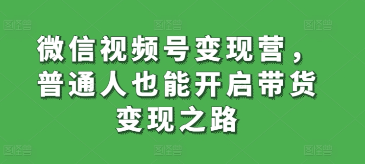 \”微信视频号带货变现营：轻松开启普通人赚钱之路\”-小伟资源网