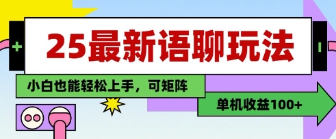 \”25年最新语聊赚钱术：单机日赚100+，零基础可矩阵操作\”-小伟资源网