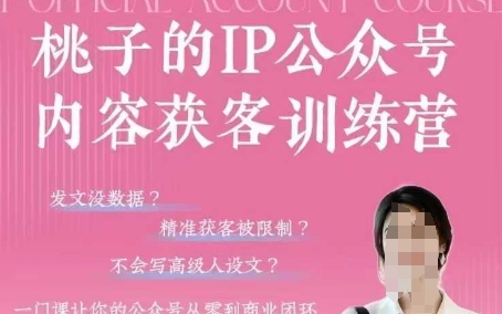 \”桃子IP公众号变现训练营(第3期)：0基础打造商业闭环\”-小伟资源网