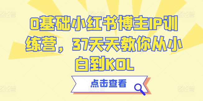 37天0基础速成小红书KOL，手把手带你从素人到网红博主-小伟资源网