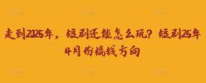 2025短剧新玩法：4月吸金指南-小伟资源网