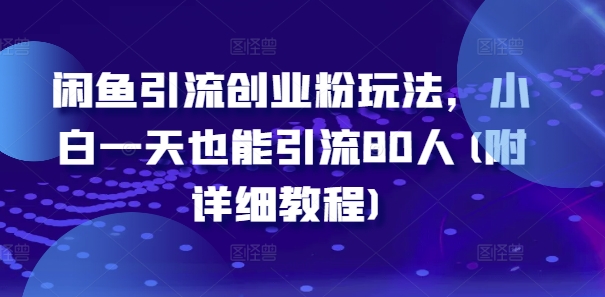 《闲鱼创业粉日引80人秘诀：新手也能轻松上手的详细教程》-小伟资源网