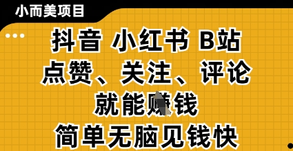 \”零撸赚钱！抖音小红书B站点赞关注秒赚攻略【揭秘】\”-小伟资源网