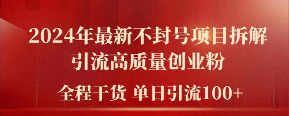 2024最新创业粉引流秘籍：单日100+高质量粉丝实战拆解【干货】-小伟资源网