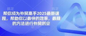 2025外贸创业速成课：高效稳进，轻松掌握外贸实战技巧-小伟资源网