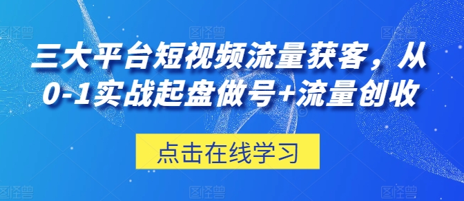 短视频从0到1实战：三大平台起号、引流与变现全攻略-小伟资源网