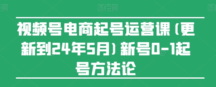 《2024最新视频号电商0-1起号运营课：5月更新版》-小伟资源网