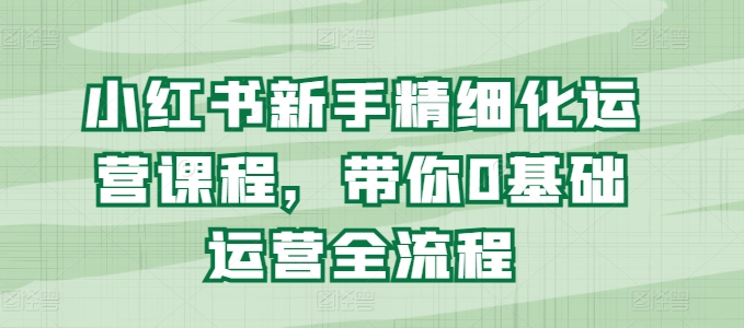 \”0基础玩转小红书运营：新手必备全流程实操指南\”-小伟资源网
