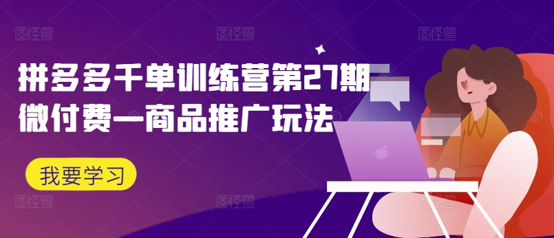 拼多多27期微付费推广：千单训练营商品爆量玩法-小伟资源网
