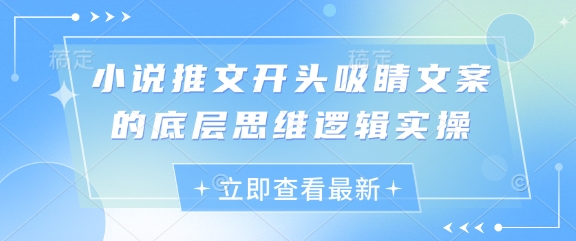 小说推文吸睛开头：5步思维逻辑实战技巧-小伟资源网