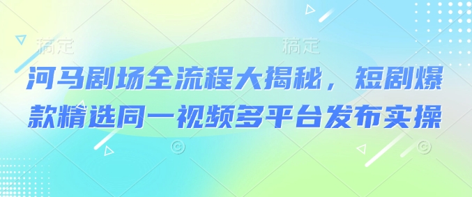 《河马剧场爆款短剧全流程：多平台发布实操指南》-小伟资源网