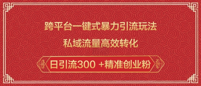 \”暴力引流新玩法：跨平台日引300+精准创业粉，私域高效转化\”-小伟资源网