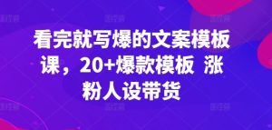 20个爆款文案模板速成课：轻松涨粉、立人设、带货变现-小伟资源网