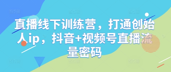 \”创始人IP速成班：抖音+视频号直播流量实战训练营\”-小伟资源网