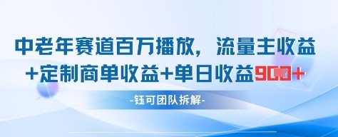 中老年赛道爆款秘籍：百万播放+多重收益，单日狂赚9张-小伟资源网