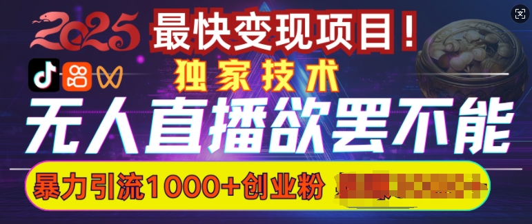 \”无人直播暴力引流术：日吸1000+精准创业粉实战秘籍\”-小伟资源网