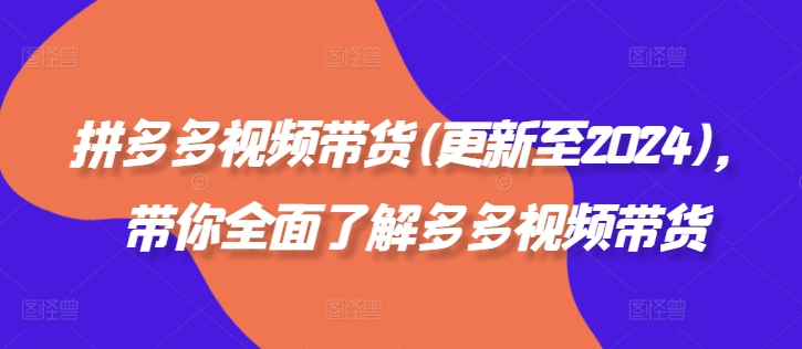 2024拼多多视频带货全攻略：从入门到精通-小伟资源网
