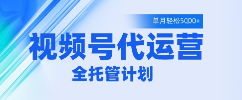 \”视频号代运营2.0：全程托管轻松月入5k+【实战攻略】\”-小伟资源网