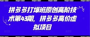 《拼多多高阶运营43期:虚拟项目暴利玩法揭秘》-小伟资源网