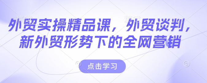 \”外贸实战课：谈判技巧与全网营销策略\”-小伟资源网
