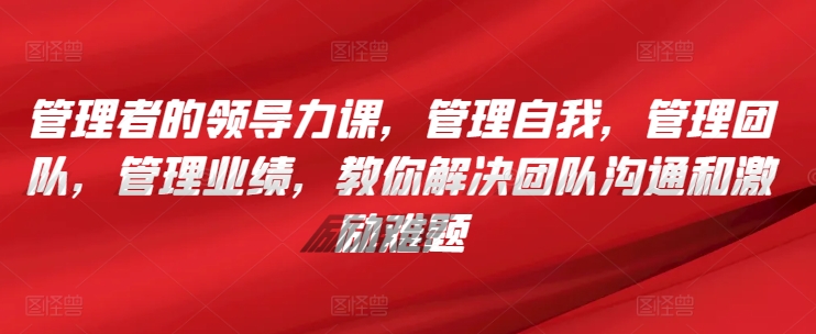 高效领导力必修课：自我管理、团队协作与业绩提升全攻略-小伟资源网