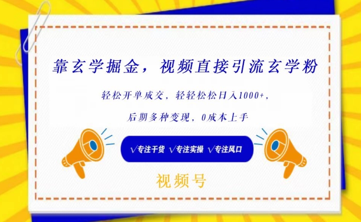 \”0成本玄学变现秘籍：视频引流轻松成交，揭秘多种后期盈利模式\”-小伟资源网