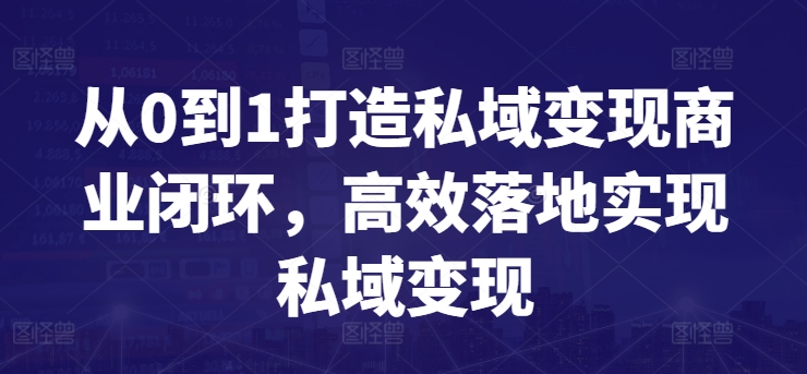 私域变现全攻略：0到1构建高效商业闭环-小伟资源网
