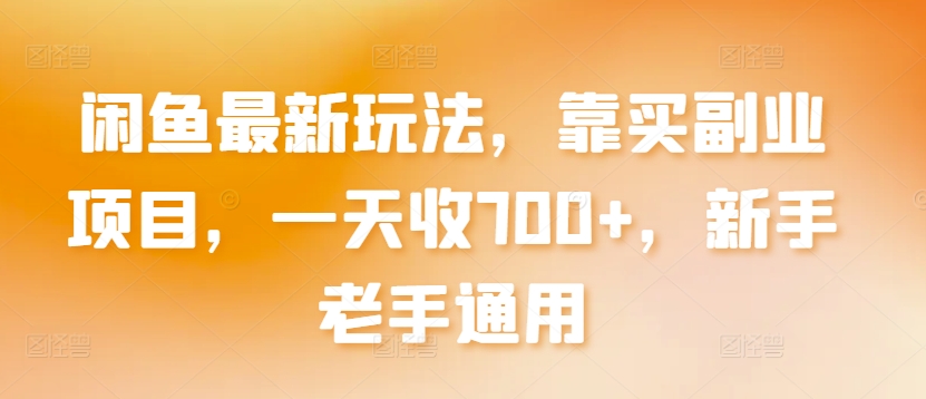 \”闲鱼副业新招：日赚700+的万能玩法，新手老手都能做！\”-小伟资源网
