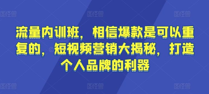 \”短视频爆款内训：揭秘可复制的流量密码，打造个人品牌利器\”-小伟资源网