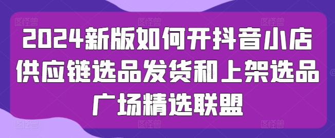 2024抖音小店运营指南：供应链选品、发货上架及精选联盟攻略-小伟资源网